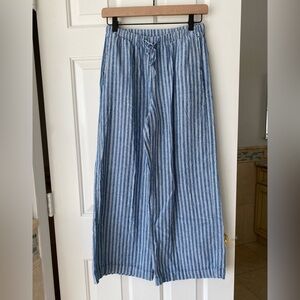 Old Navy Blue and White Striped Linen Pants